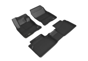 Ford Escape Hybrid Floor Mat Set - Front and Rear - 3D MAXpider - Kagu - Carbon Fiber Embossed Pattern - Black - `20-`24